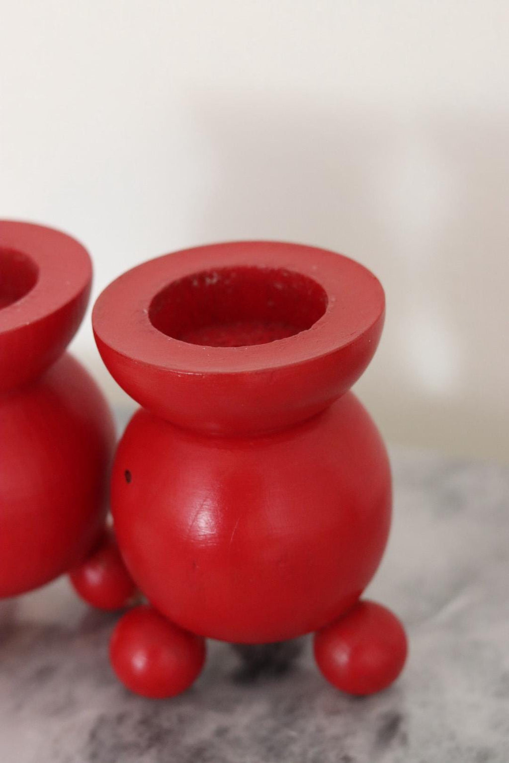 Pair of Swedish Dala Ball Candle Holder