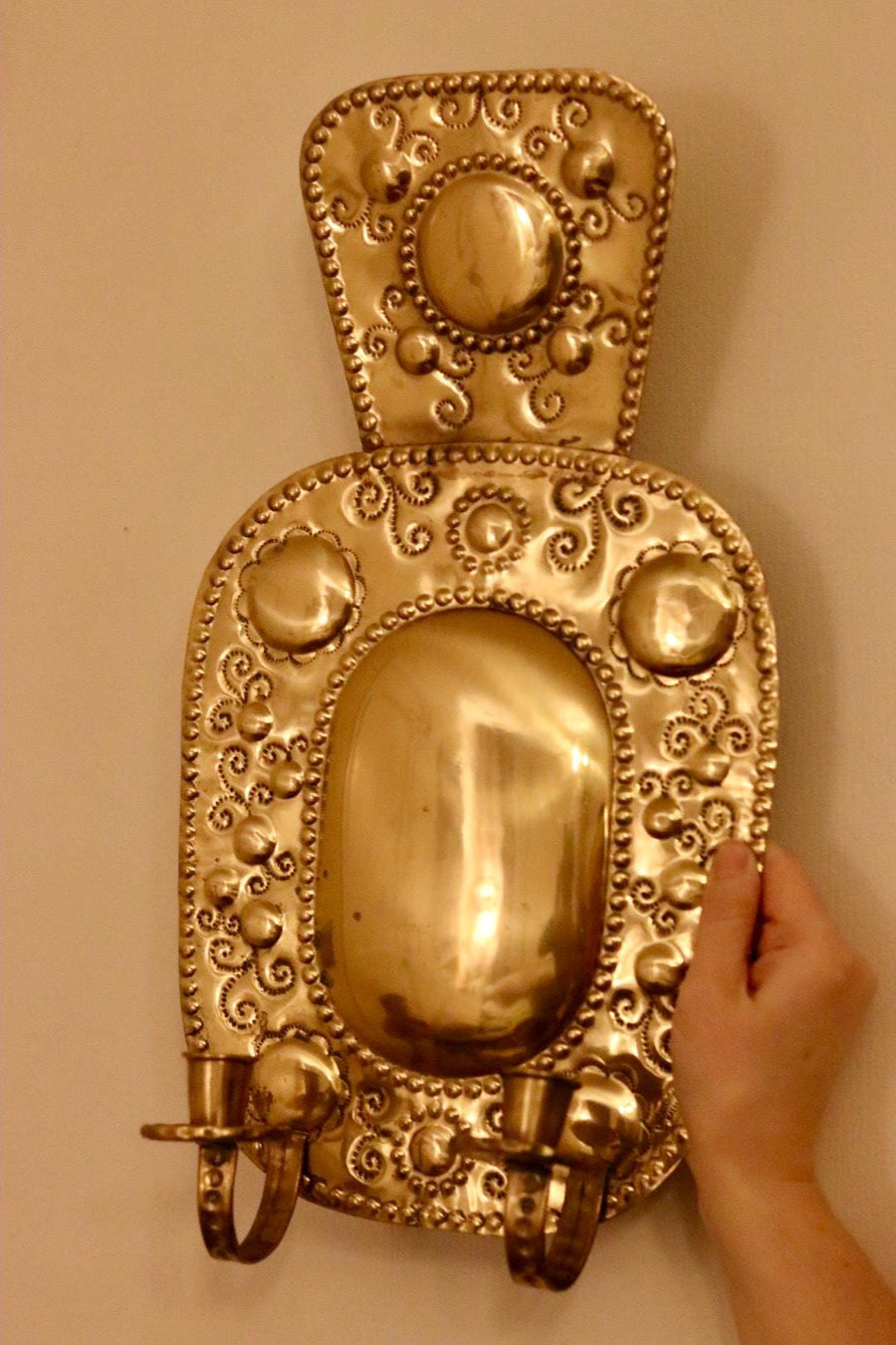 Large Mid-Century Swedish Brass Sconces