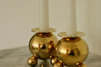 Pair of Mid-Century Swedish Heavy Brass Candle Holders by Gusum