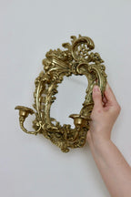Pair of Swedish Brass Sconces with Mirror