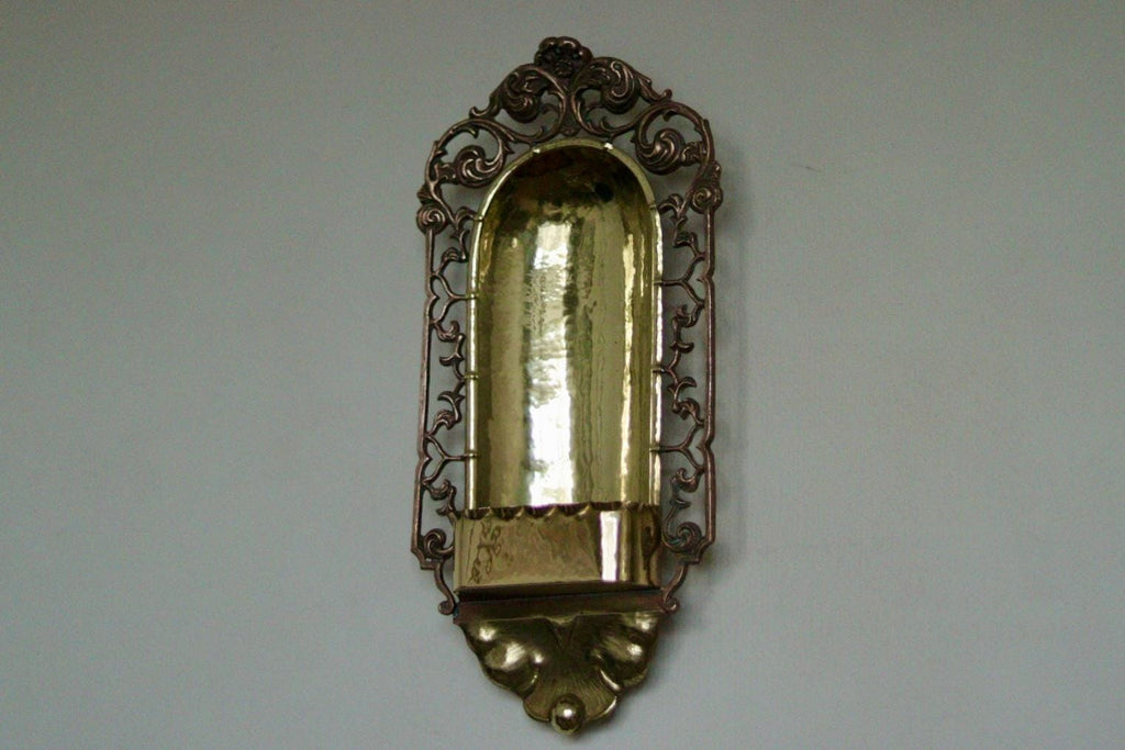 Pair of Antique Swedish Art Craft Copper & Brass Sconces