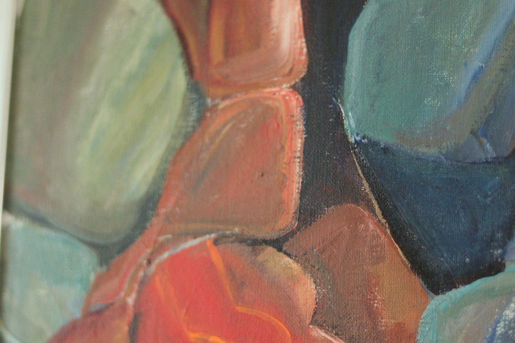 Original Swedish Abstract Oil on Canvas Painting "Abstract Rocks"