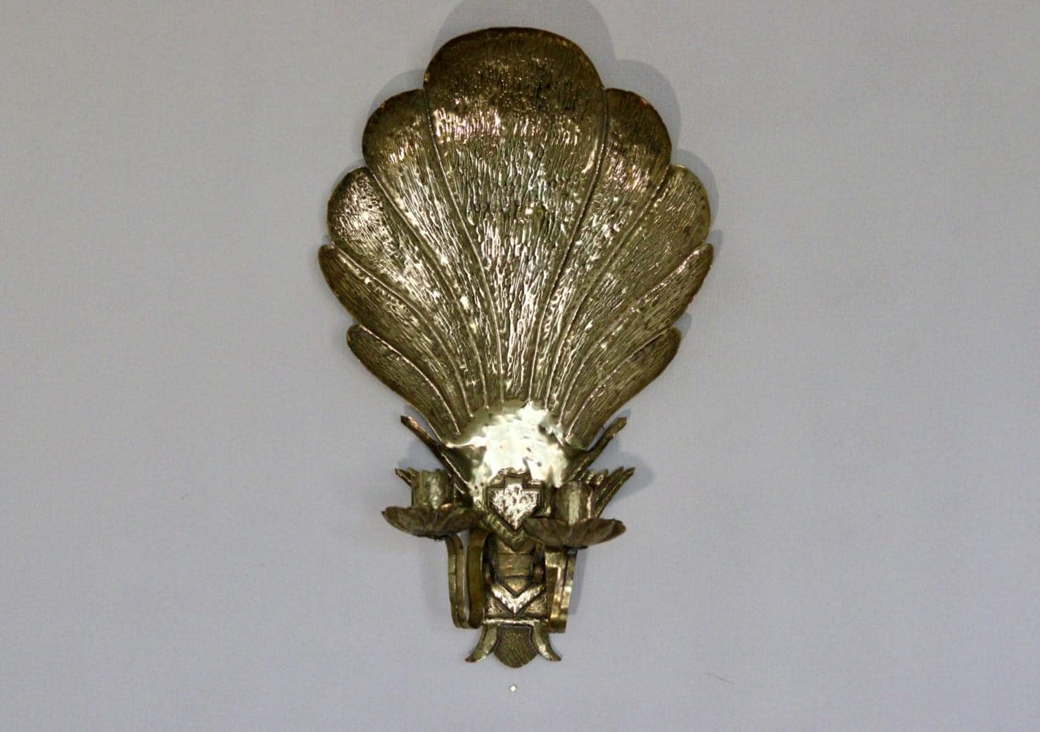 Mid Century Swedish Brass Sconce for two candles