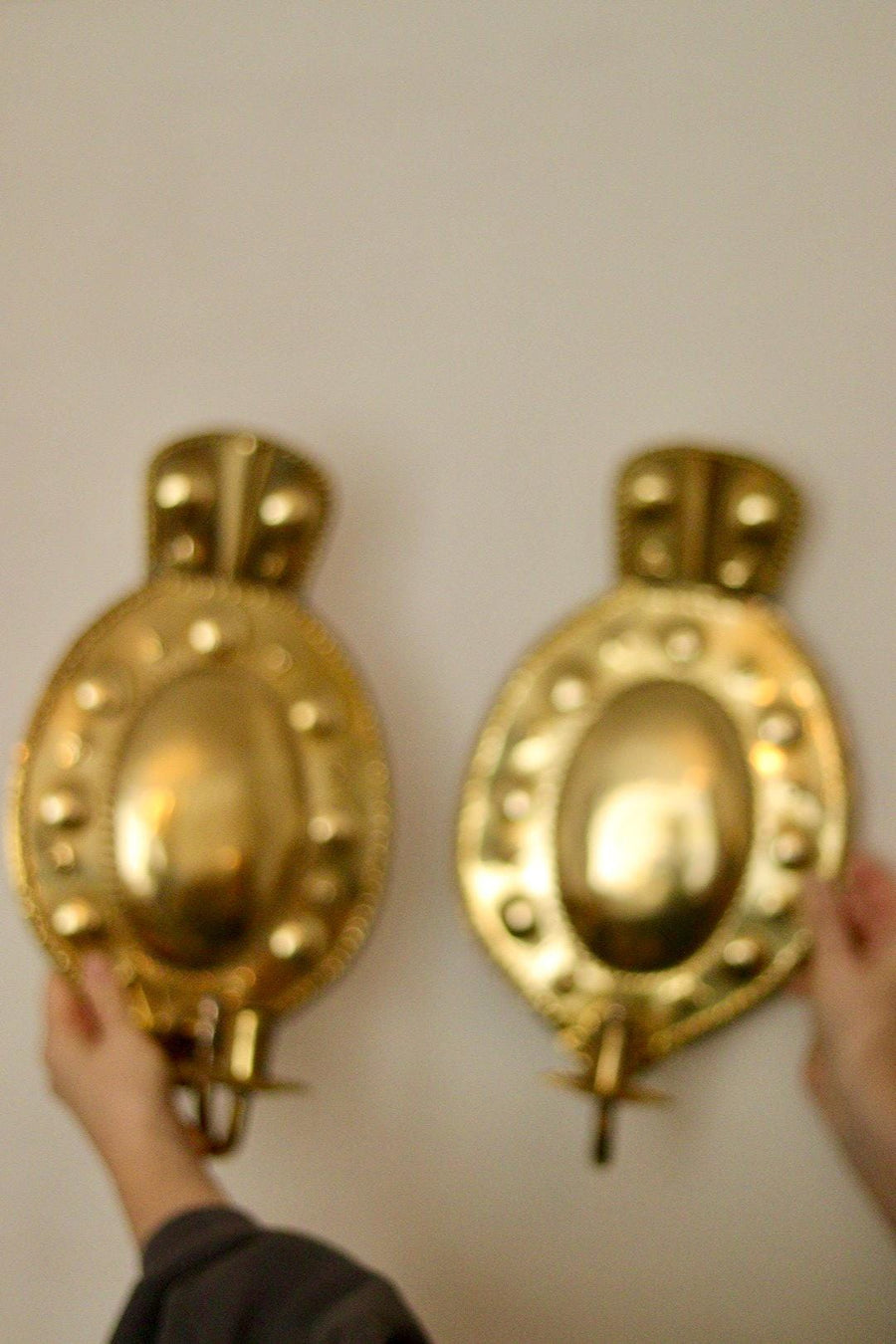 A Pair of Mid Century Swedish Brass Sconces