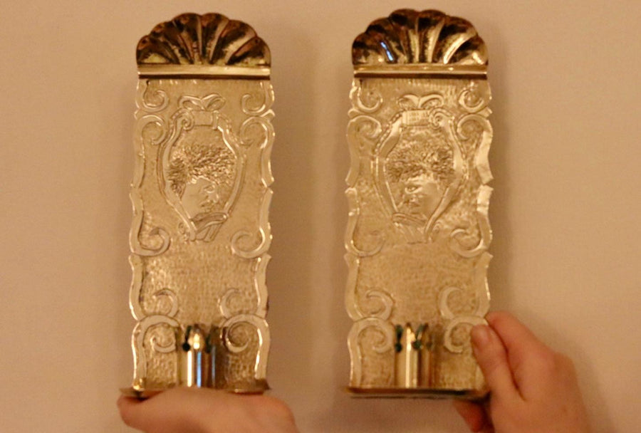 A Pair of Mid Century Swedish Brass Sconces
