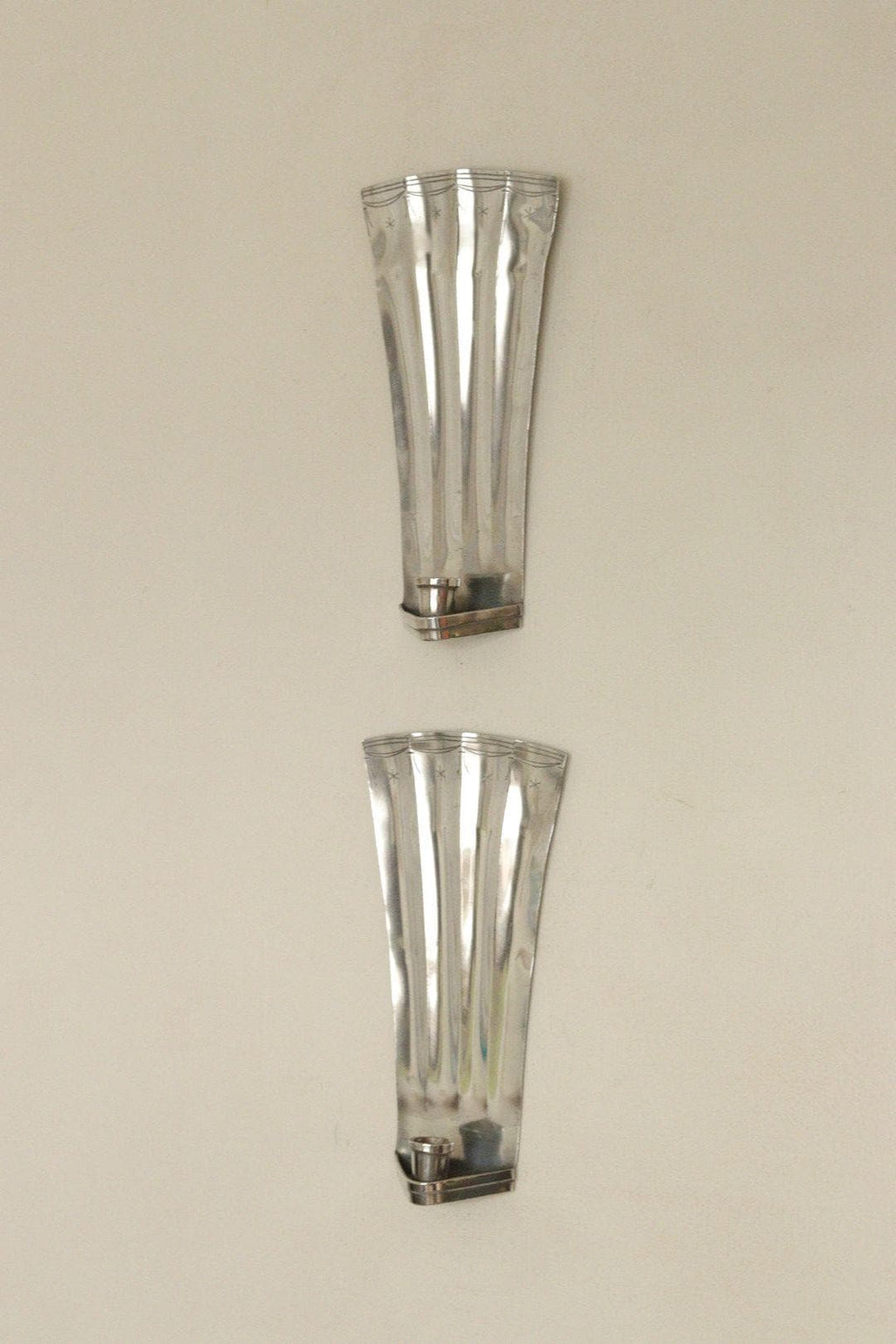 1925, Pair Of Early Century Swedish Pewter Sconces by Tage Fong‑Stedt
