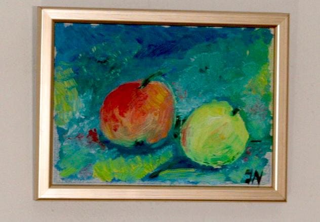 Mid-Century Original Swedish Oil on Panel "Apples"