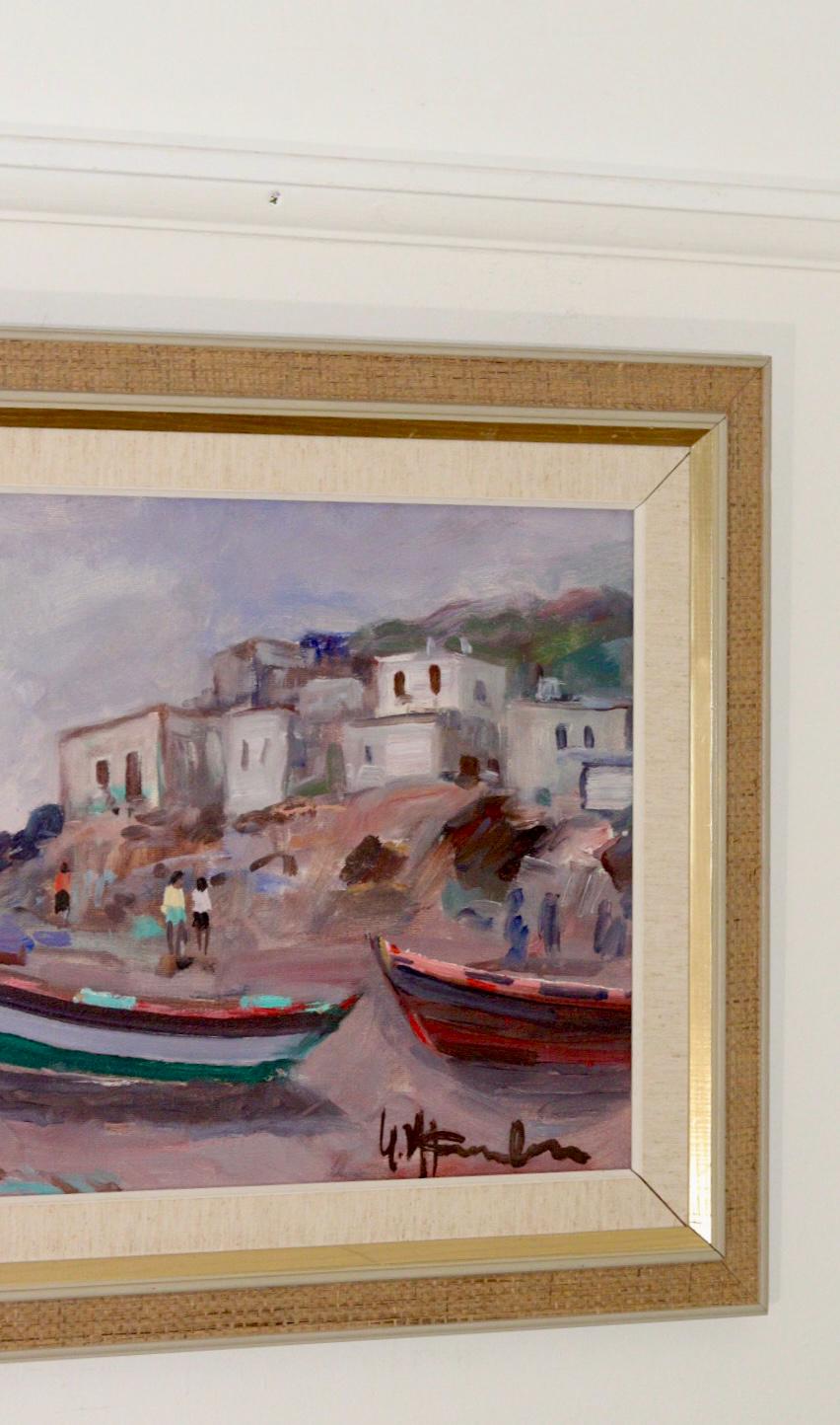 Mid-Century Original Swedish Oil on Canvas "Mediterranean"