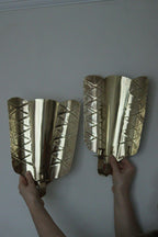 Pair of Mid-Century Swedish Brass Shield Shape Sconces