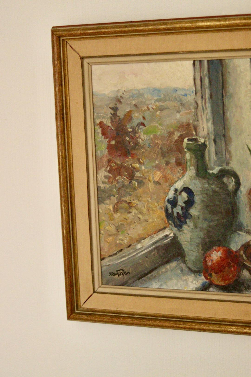 Original Swedish Oil On Canvas  “Still Life with Pot Plant”