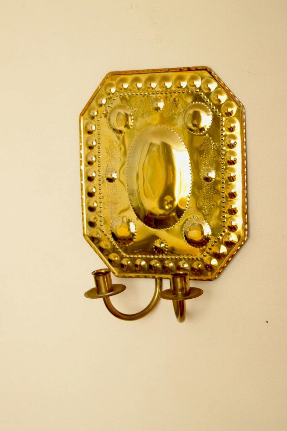 SINGLE Mid Century Swedish Brass Sconce for two candles