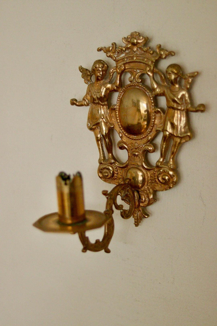 Pair Of Large Mid Century Swedish Brass Sconces