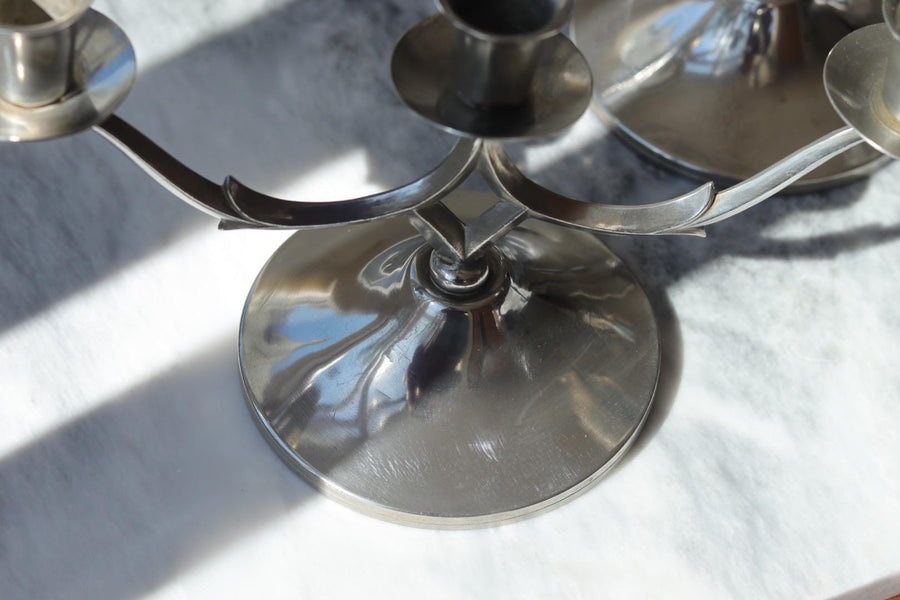 Pair of Vintage Swedish Pewter Candleholders by  Svenskt Tenn