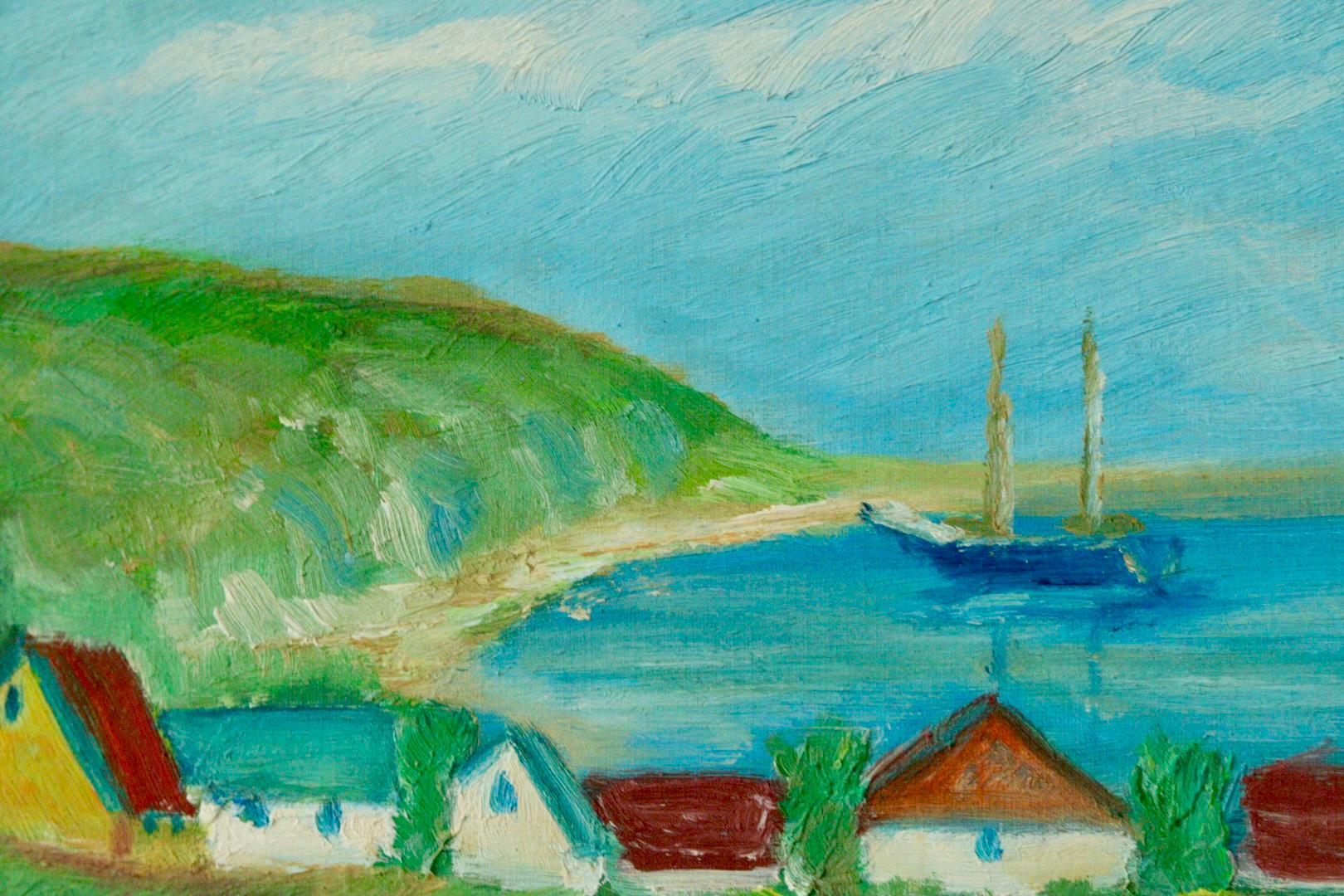 Original Vintage Landscape Painting on Panel – Hans Hansen