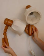 Pair of Vintage Wall Lamps by Solbackens Svarveri, Sweden, 1970s - Pine Wood