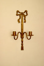 Pair of Vintage French Brass Double Arm Bow Sconces