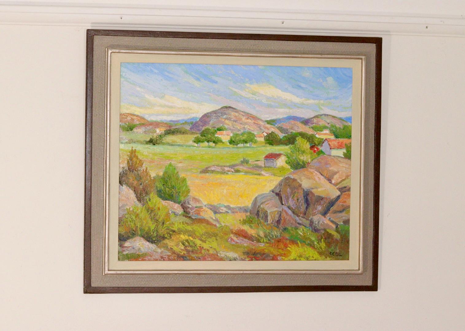Mid-Century Original Swedish Oil on Canvas "Landscape "