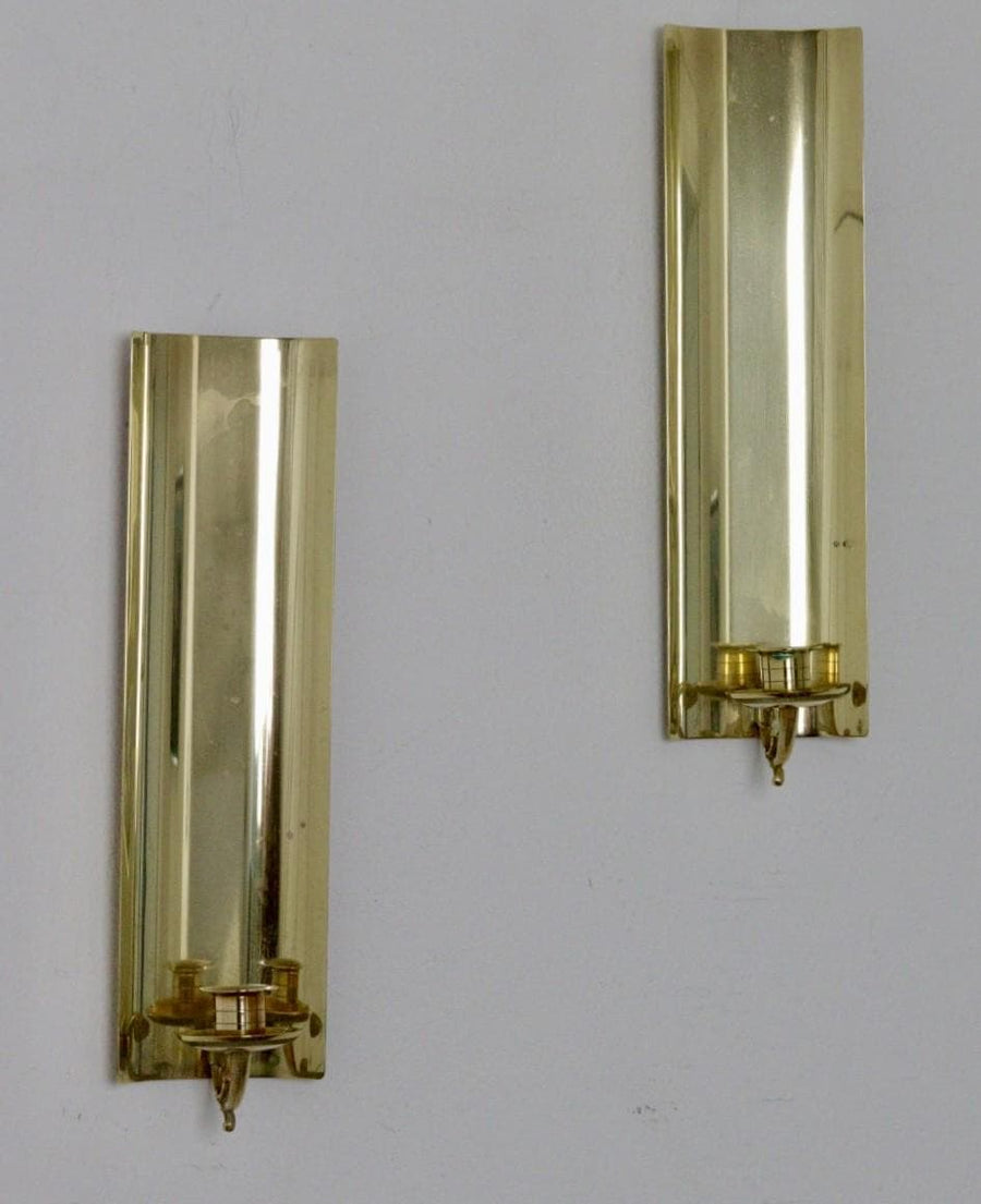 A Pair of Mid Century Swedish Brass Sconces by EKLOFS