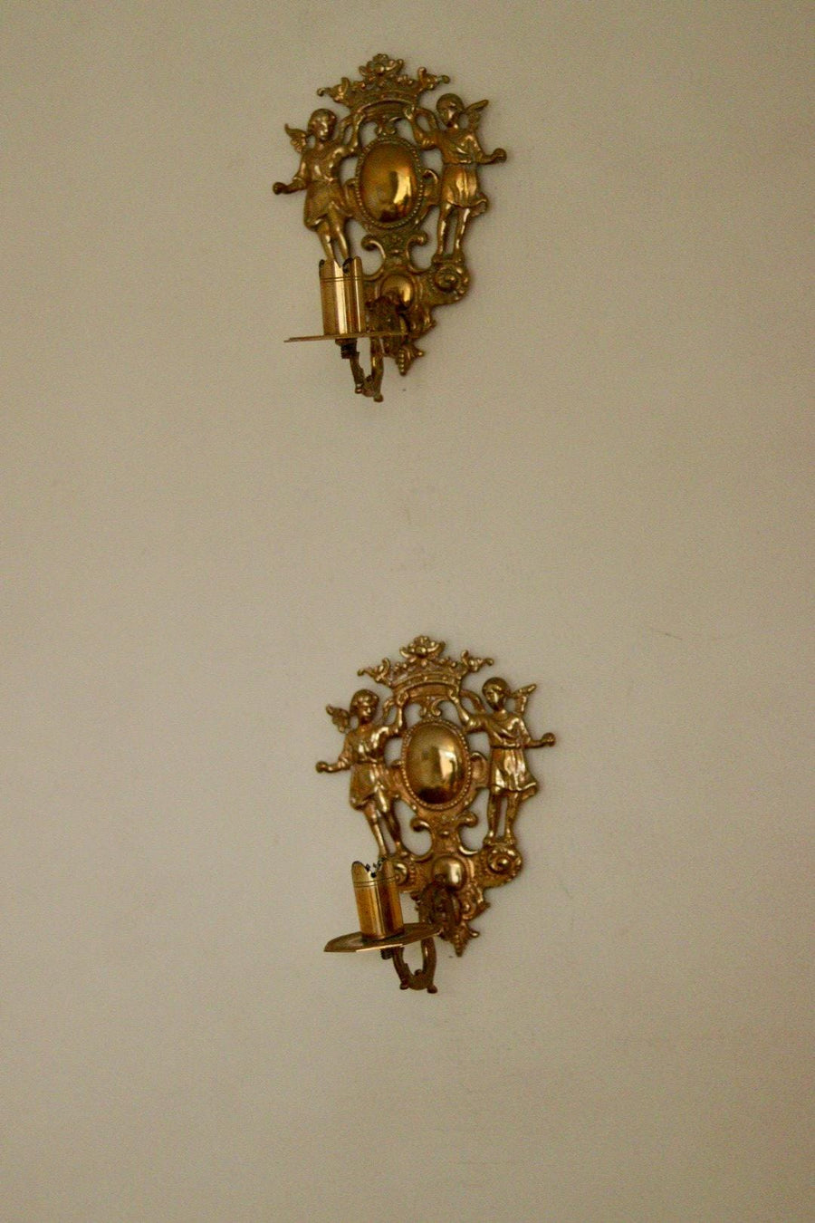 Pair Of Large Mid Century Swedish Brass Sconces