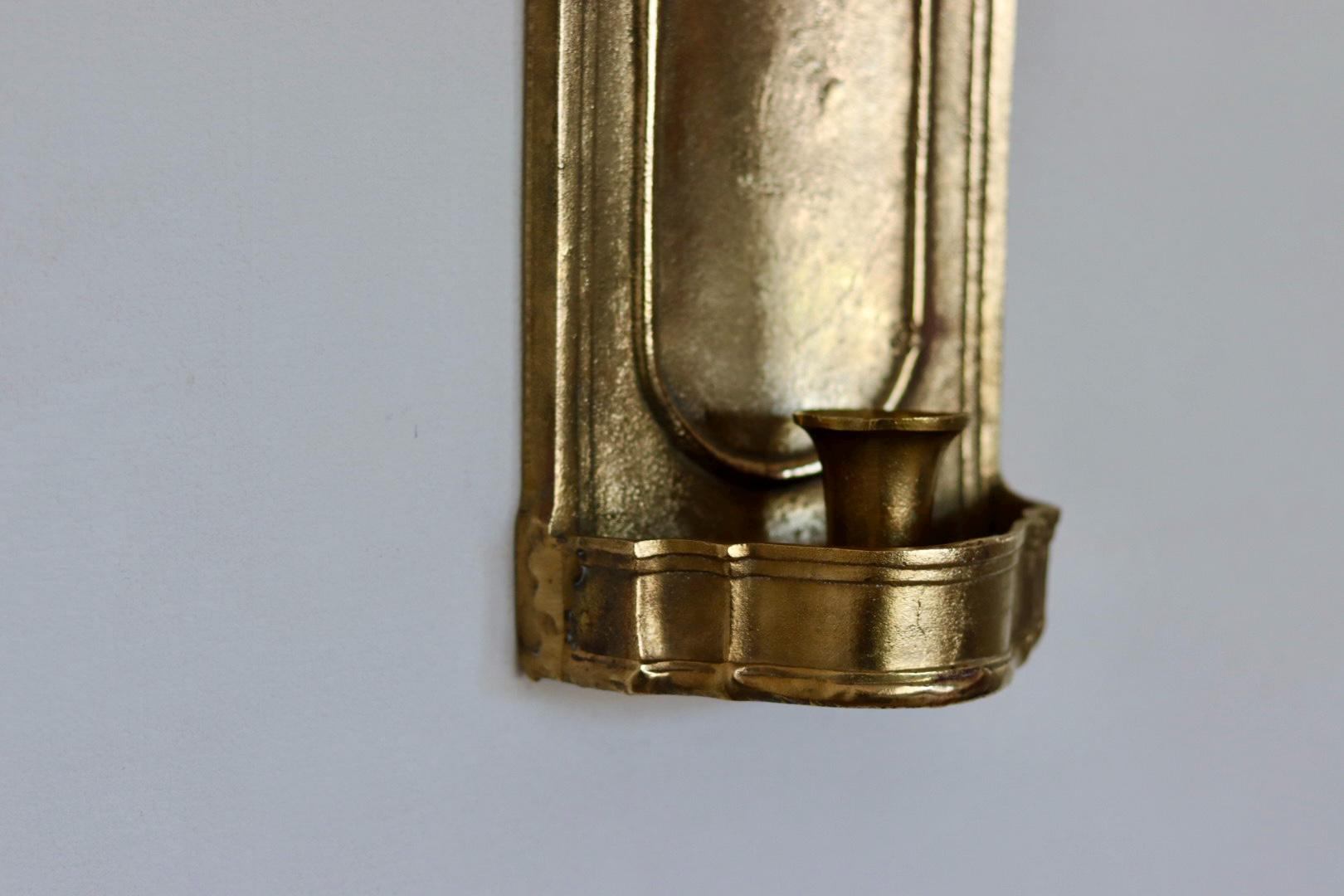 Pair of Mid Century Swedish Arts and Craft Style Brass Sconces