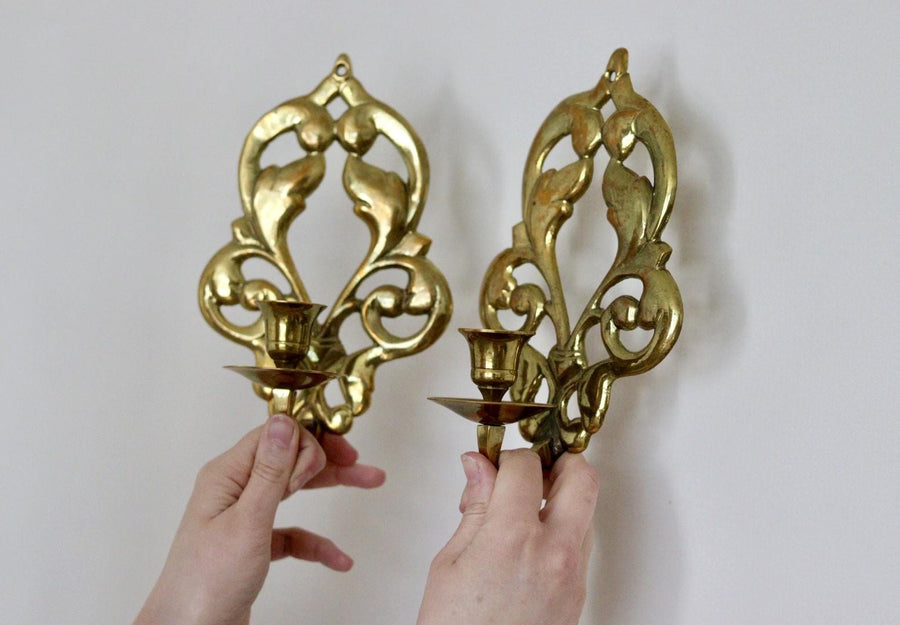 Pair Of Mid Century Swedish Brass Sconces