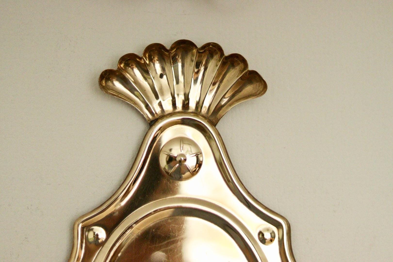 Baroque Style Large Mid-Century Brass Swedish Sconces