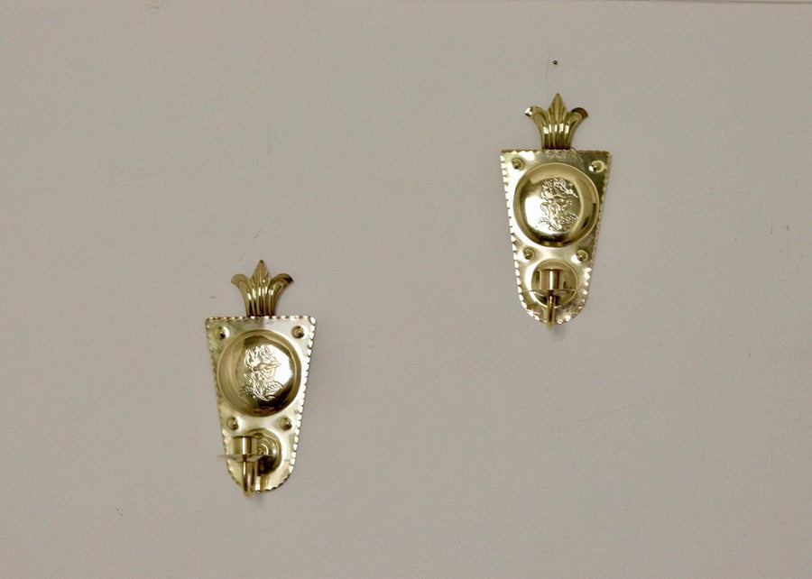 A Pair of Mid Century Swedish Brass Sconces