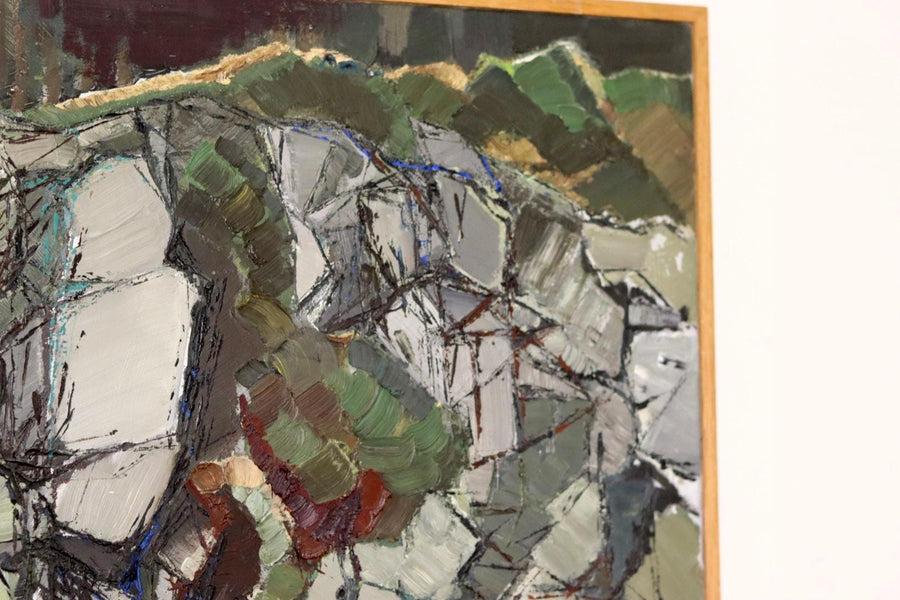 Swedish Oil On Canvas Painting "Composition in Green"