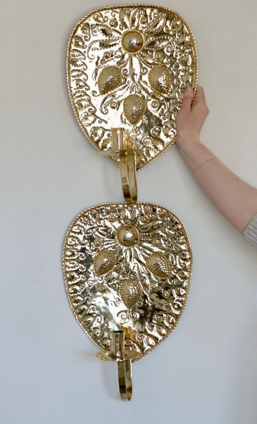 Large Pair Of Mid Century Swedish Brass Sconces