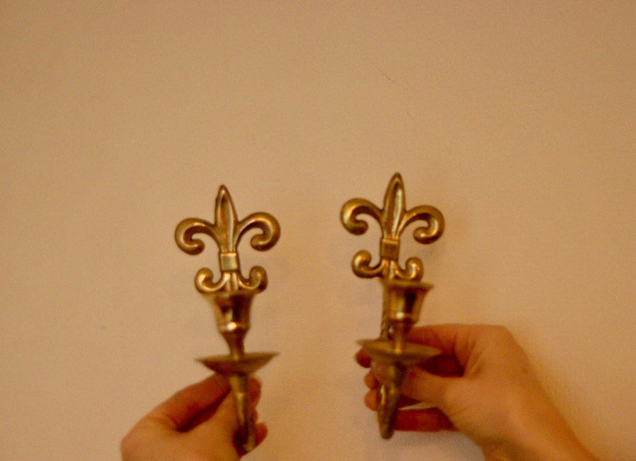 A Pair of Vintage Brass Sconces