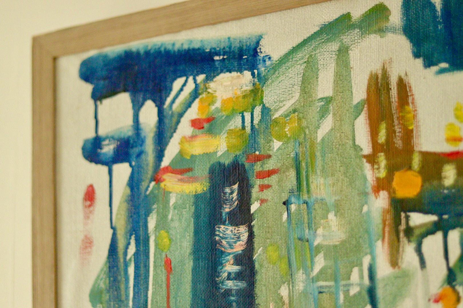 Original Swedish Abstract Oil Painting – Signed “akke61”