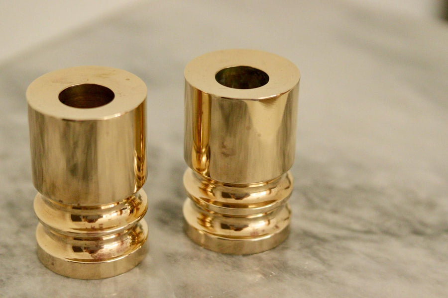 Pair of Mid-Century Swedish Brass Candle Holders