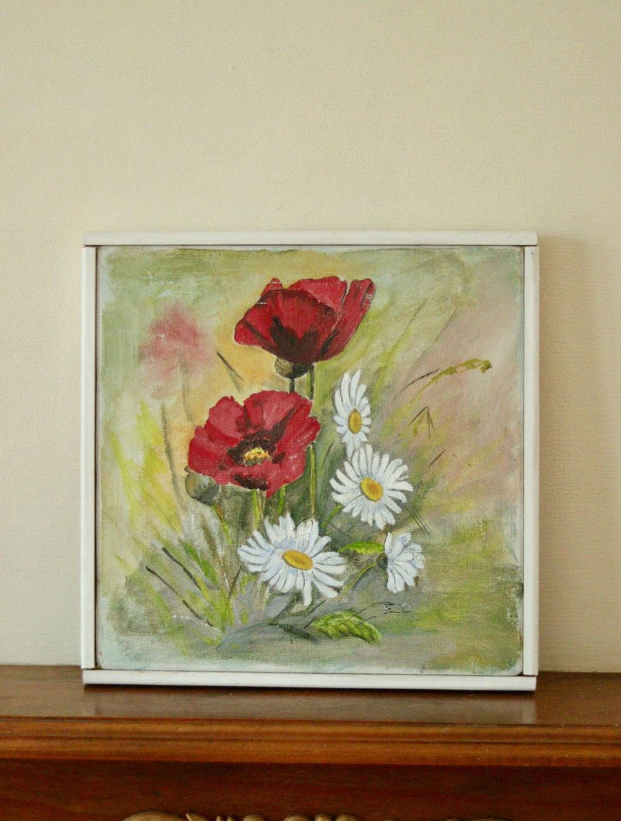 Mid-20th Century Still Life Oil on Canvas – Floral Painting