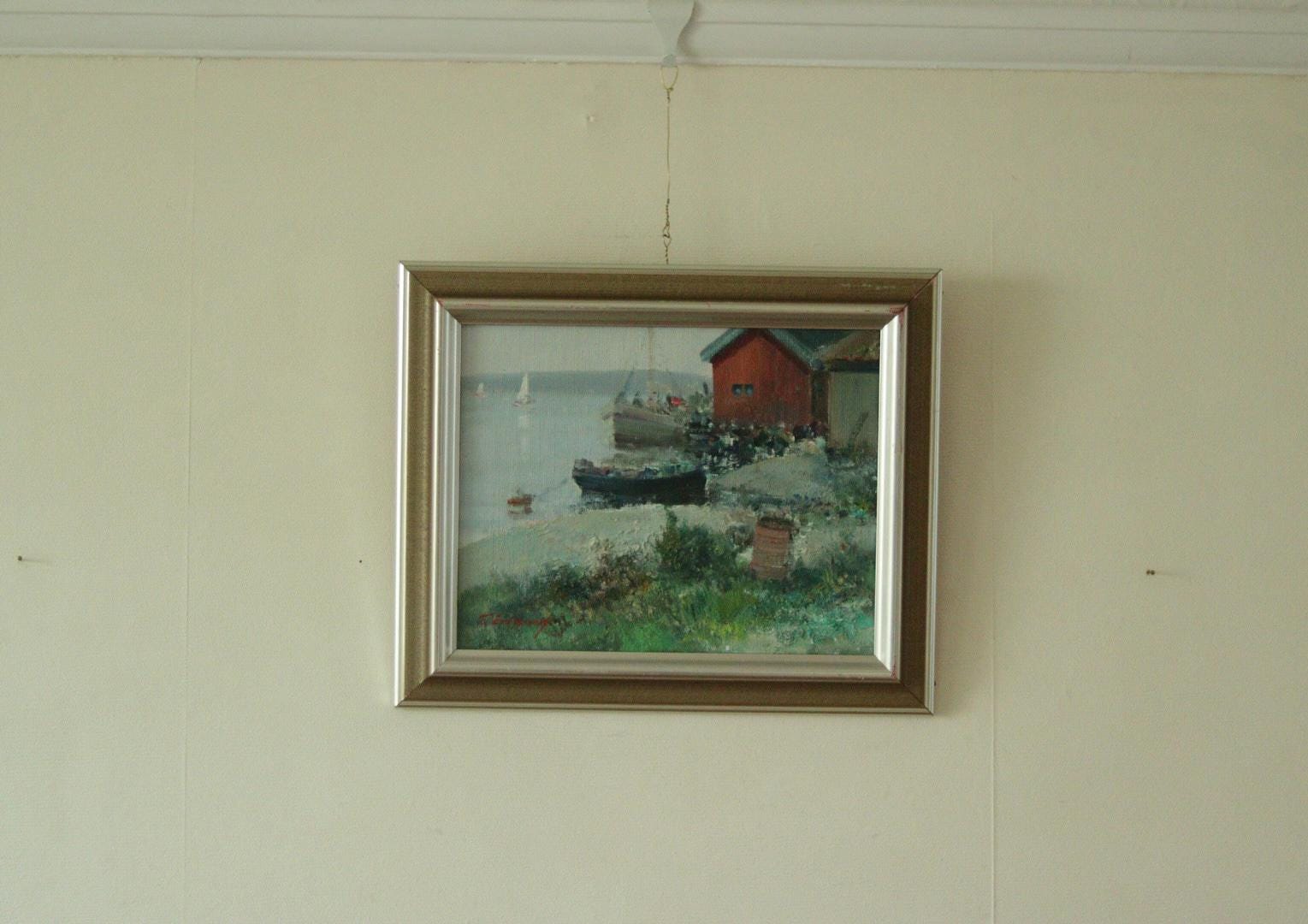 Vintage Oil on Canvas – “Sjöbodar