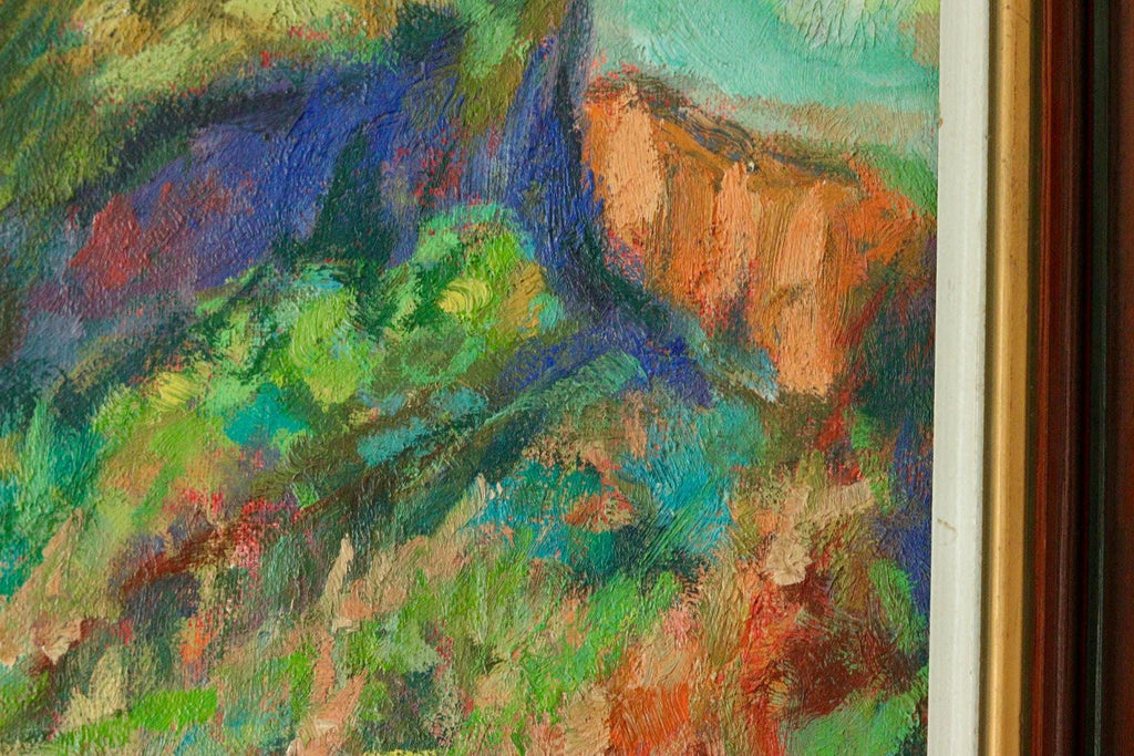 Original European Vintage Oil on Canvas – “Vivid Landscape”