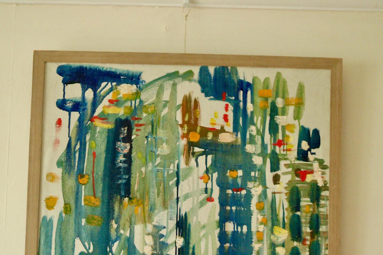 Original Swedish Abstract Oil Painting – Signed “akke61”