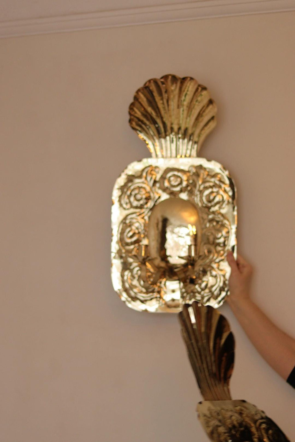 Large Mid-Century Swedish Brass Sconces