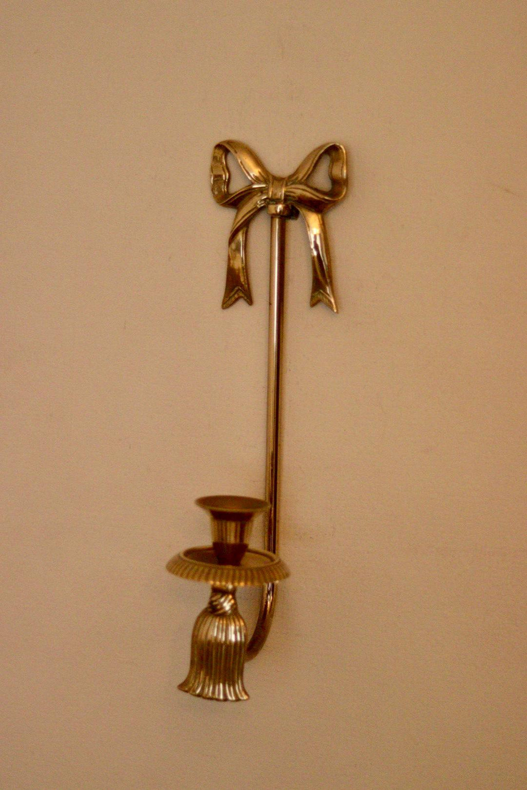 Large Vintage Brass Bow Sconce