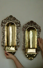 Pair of Antique Swedish Art Craft Copper & Brass Sconces