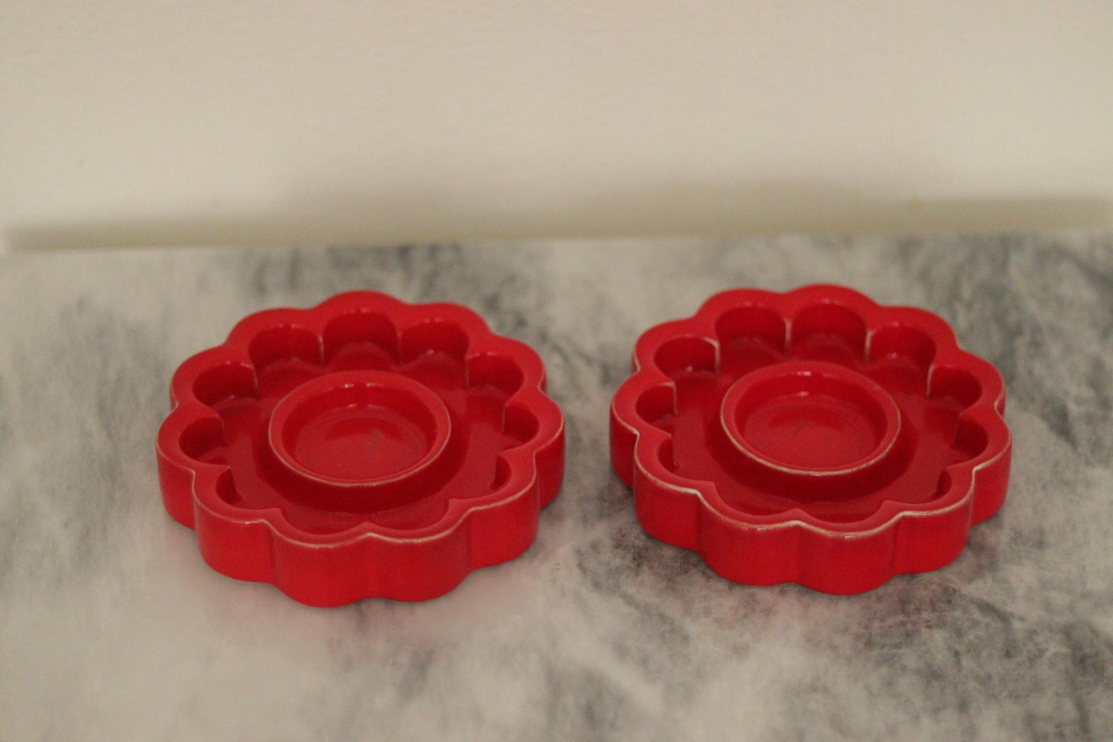 Pair of Red Swedish candle holder designed by Gustavsberg