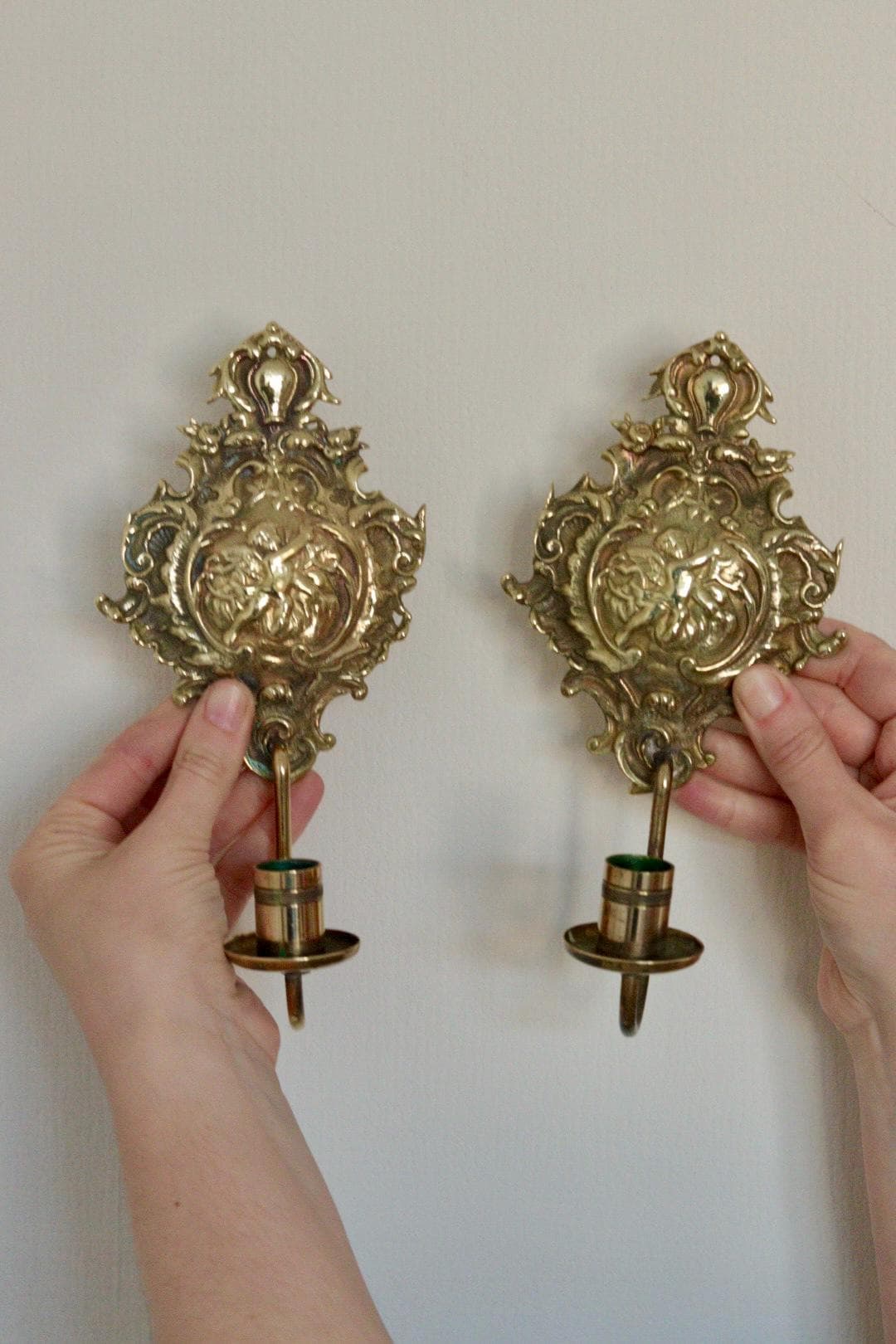 Pair of Mid-Century Brass Swedish Sconces by Arvika