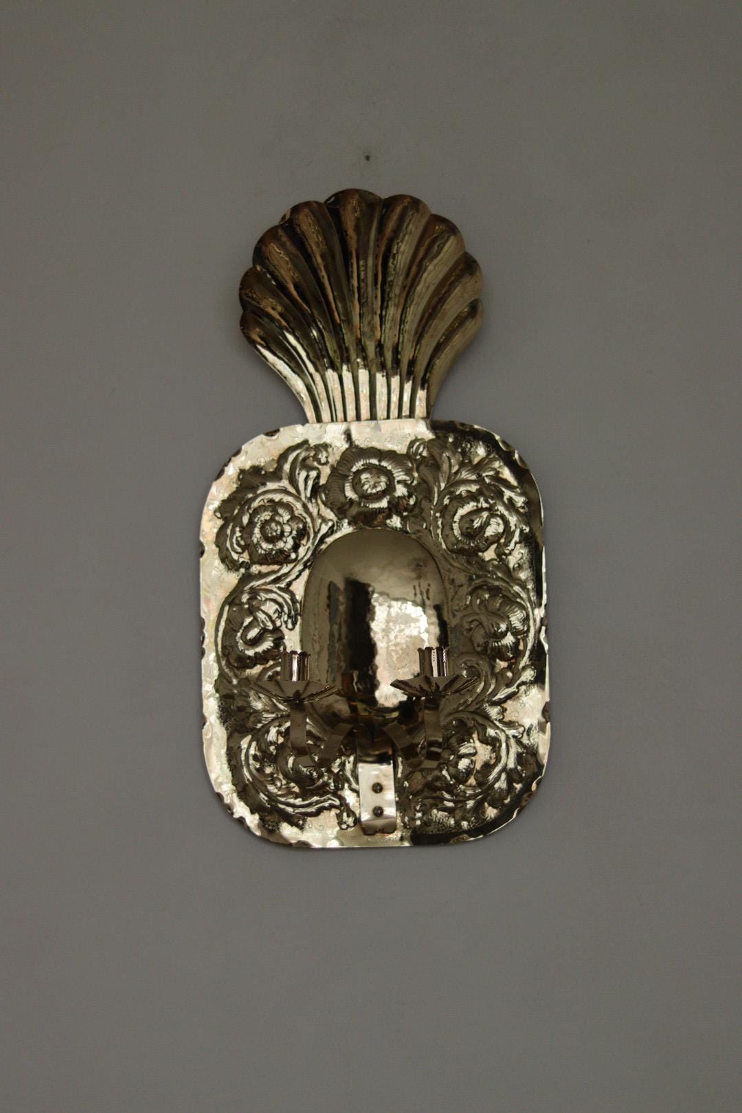 Large Mid-Century Swedish Brass Sconces