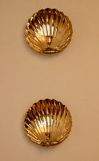Pair of Mid-Century Brass Scallop Shell Sconces