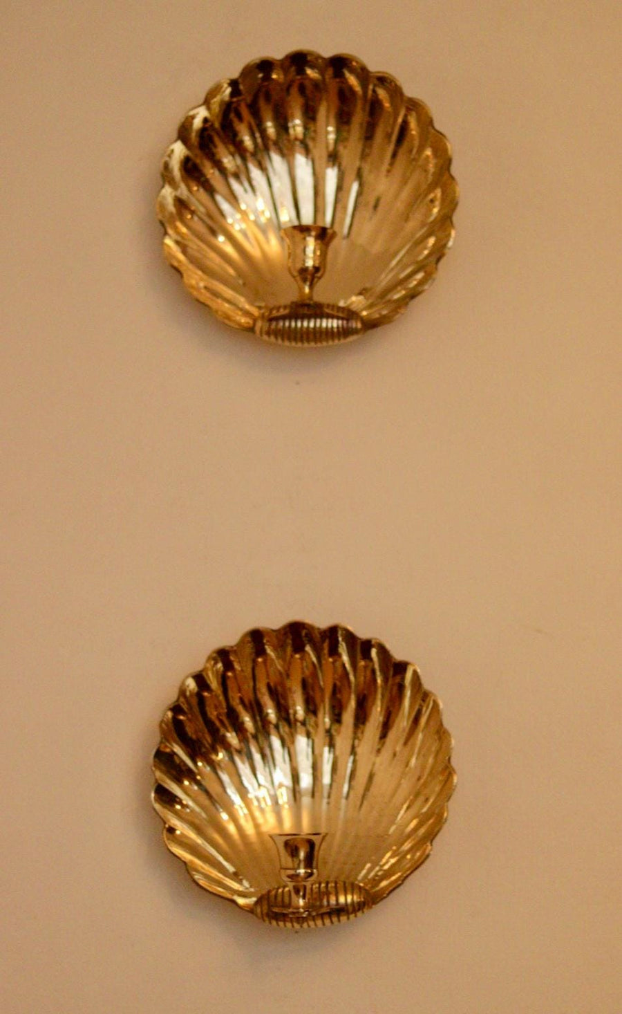 Pair of Mid-Century Brass Scallop Shell Sconces