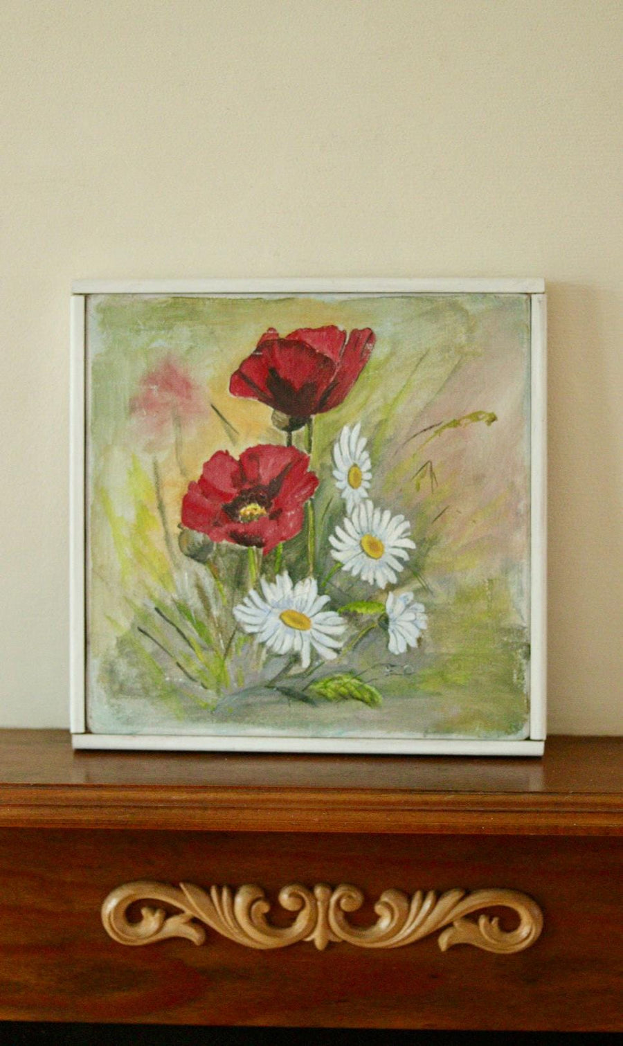 Mid-20th Century Still Life Oil on Canvas – Floral Painting