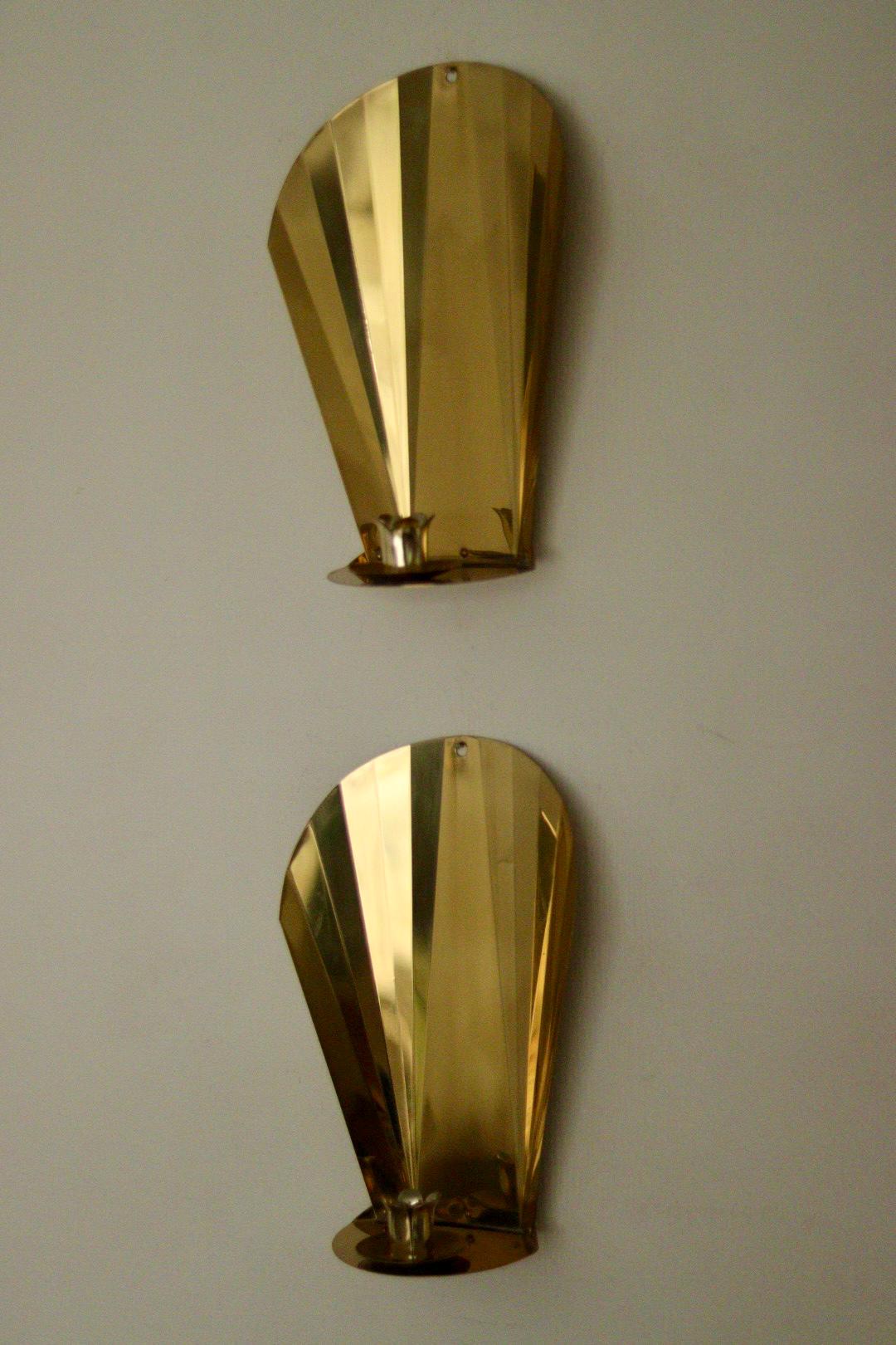 Pair Of Vintage Swedish Brass Sconces