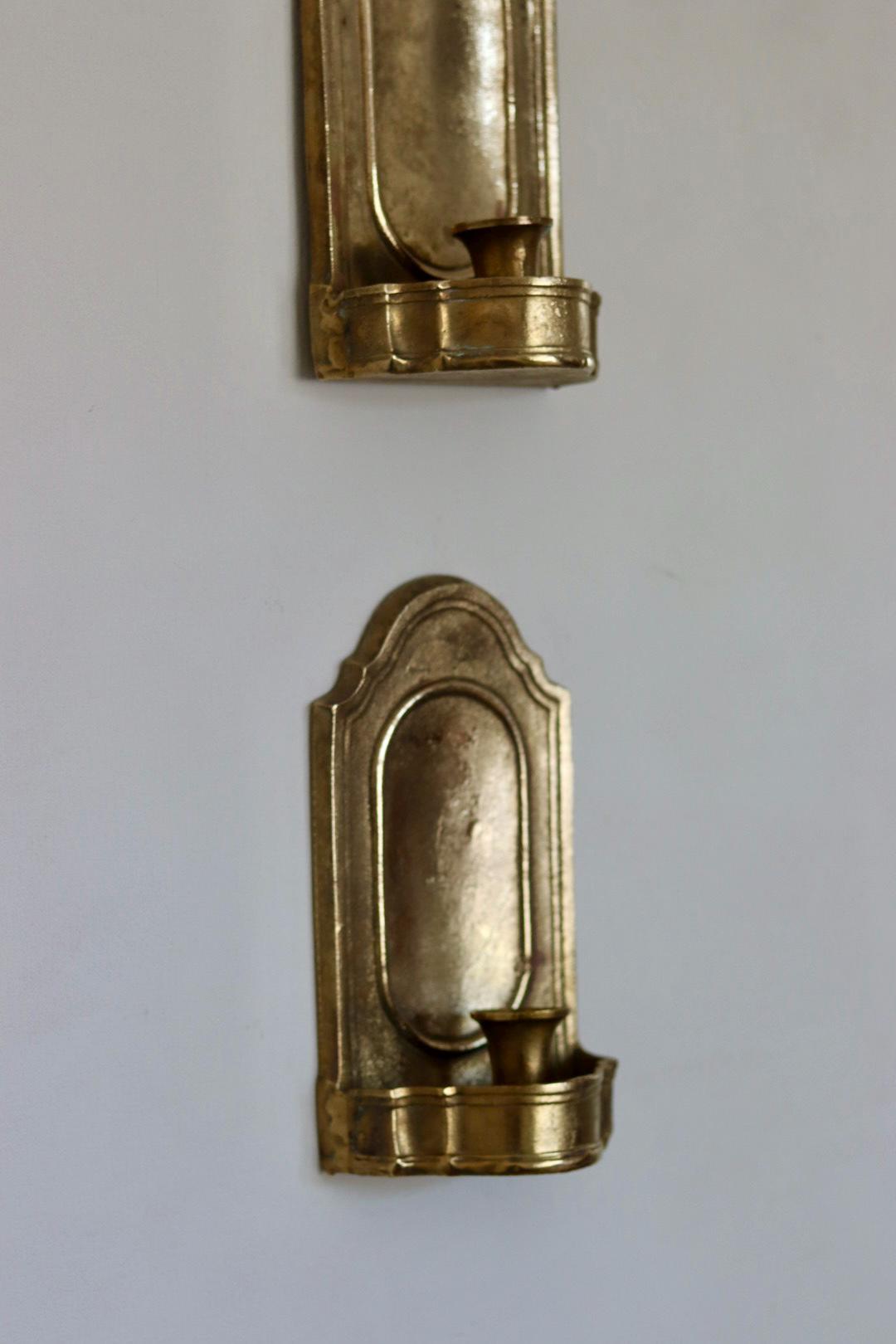 Pair of Mid Century Swedish Arts and Craft Style Brass Sconces