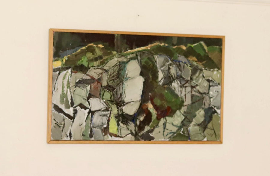 Swedish Oil On Canvas Painting "Composition in Green"