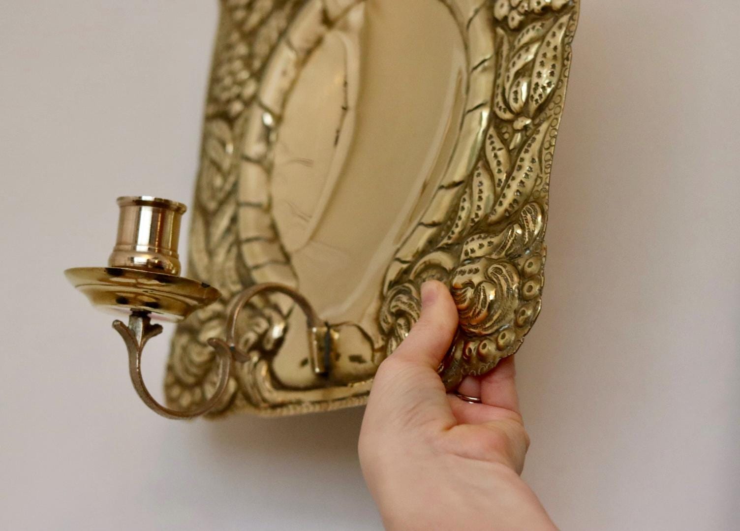 Pair of Antique Swedish Brass Sconce Circa 1800