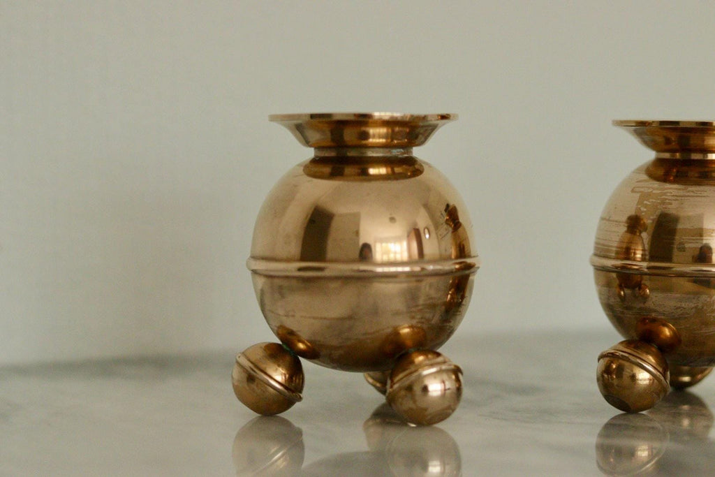 Pair of Mid-Century Swedish Brass Candle Holders
